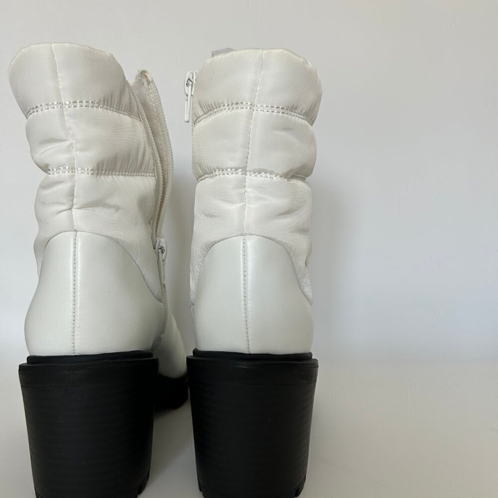 ALFANI Womens White Puffer Quilted Detailing Lug Sole Padded Boot Size 7.5 - Picture 2 of 4